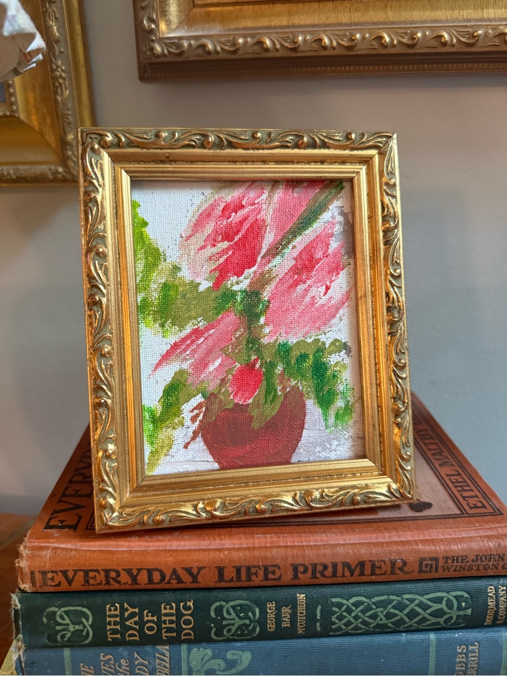 Framed Pink Floral Painting - Unbranded